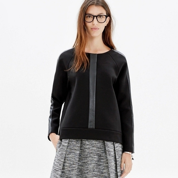 Madewell | Leather Insert Sweatshirt M - Picture 1 of 14